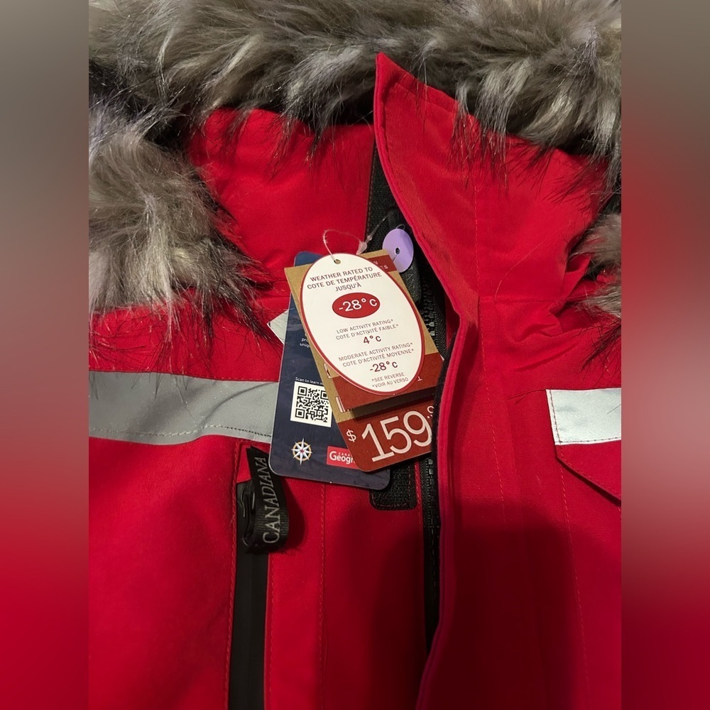 NWT Canadians Women's Red winter Jacket with Faux Fur Trim - Picture 2 of 11